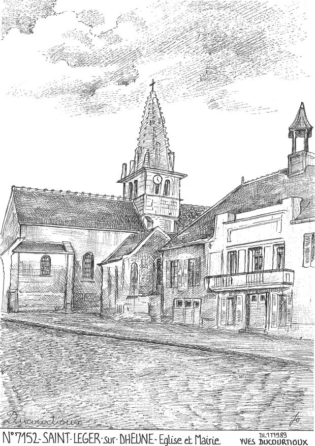 N 71052 - ST LEGER SUR DHEUNE - église et mairie